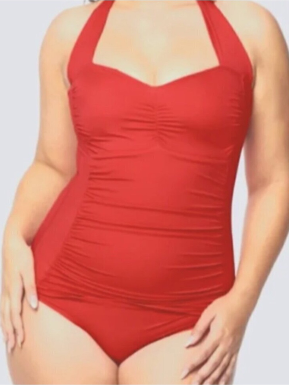 Ruby Ribbon ‘Riviera’ Classic Red Halter One-Piece Swimsuit